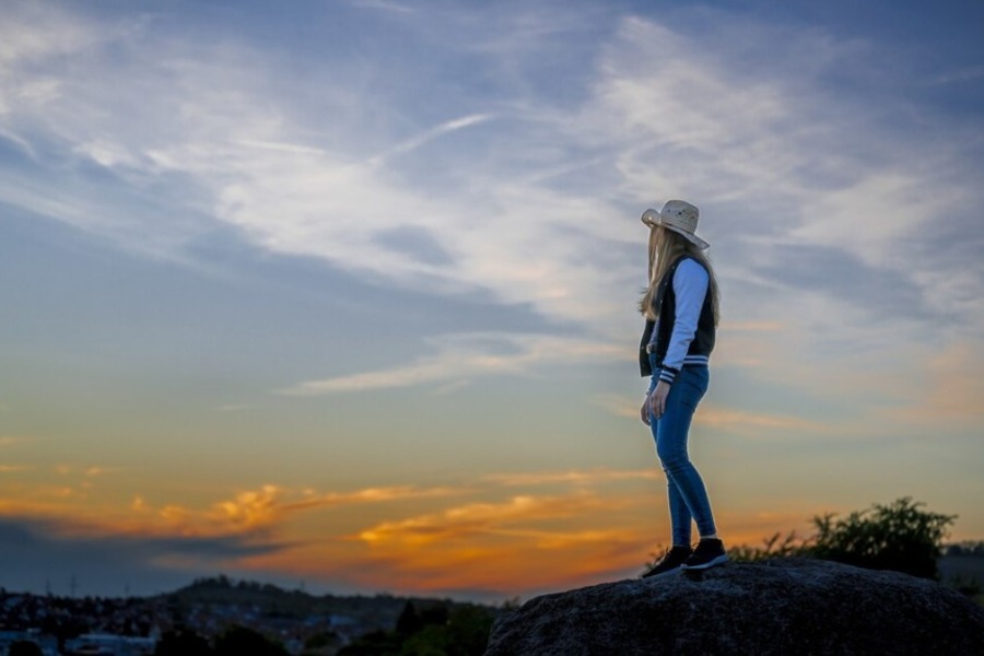 Calm traveler enjoying a healing retreat in nature.